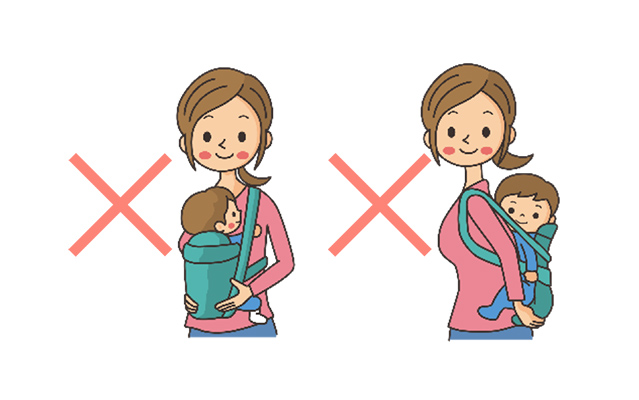 お子さまの抱っこひもは外してください。